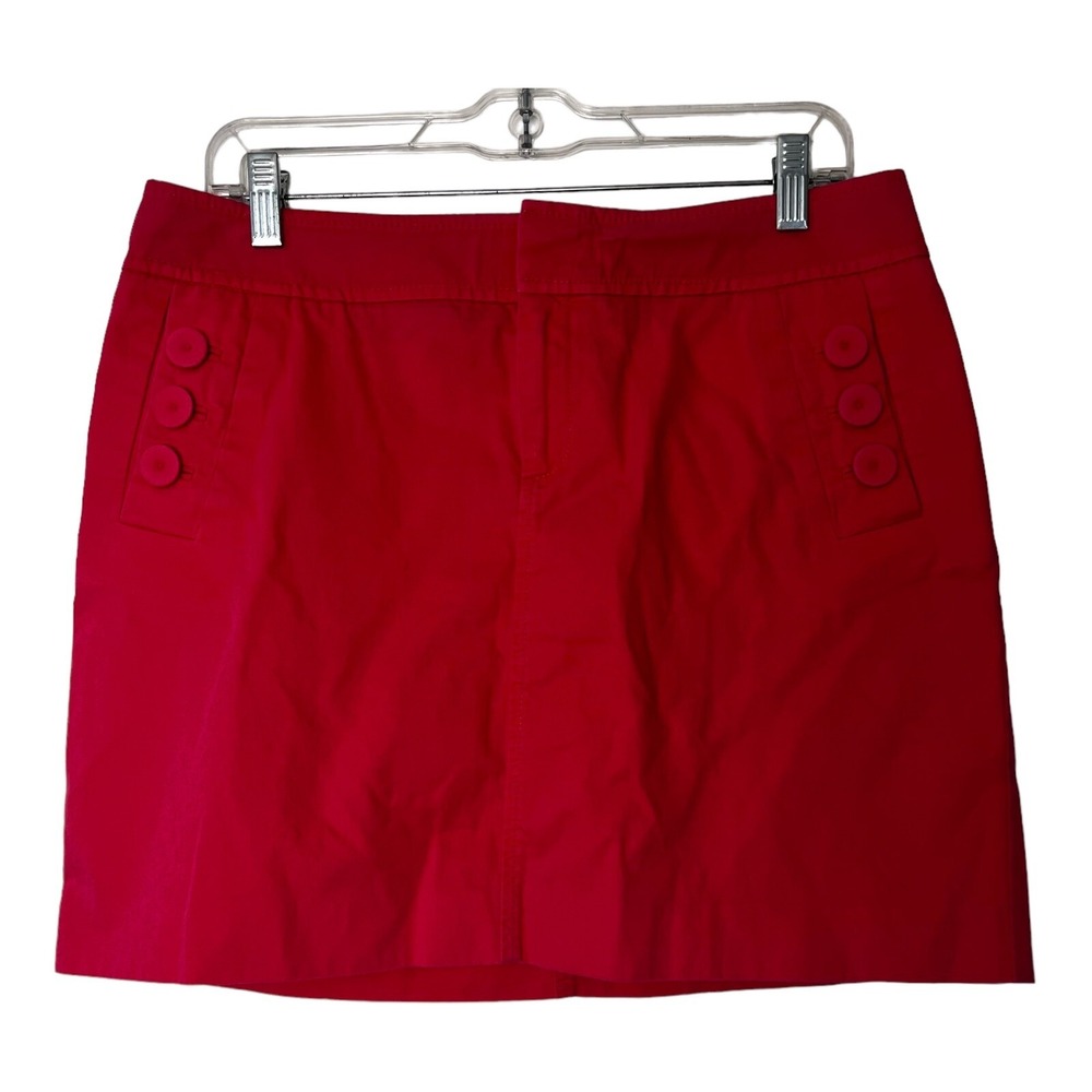 Lilly Pulitzer Red Cotton Mini Skirt with Button Detail Pockets Size 10